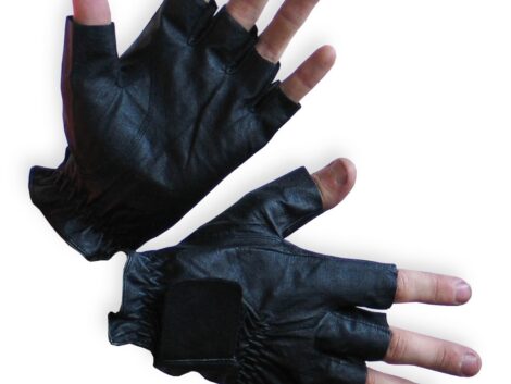 Gloves - Fingerless - Leather - Black - Sizes S - 3XL