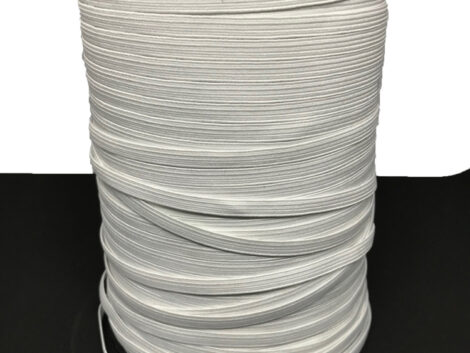 Elastic 6mm White Flat Braided  -  5mtr Lengths
