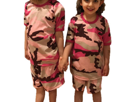 Pyjamas Short Sleeve Camo, Pink Camo, Sizes S, M & L