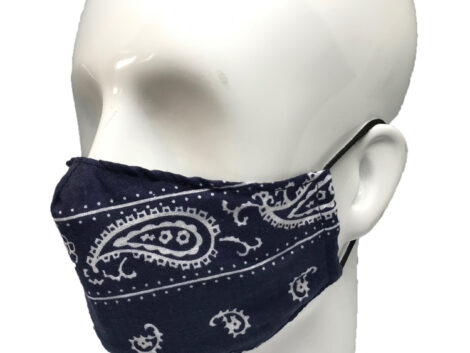 Face Mask - Navy Paisley  - Three Layer - Reversible