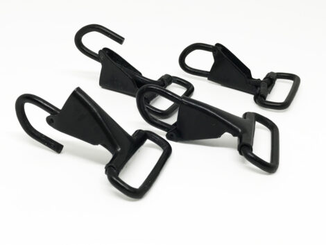 Vintage Military Snap Hook – 25mm Black (Side Retainer, Pack of 6)