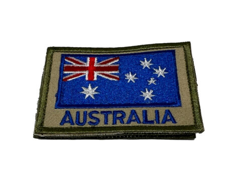 Australia Flag Patch with Khaki background and Hook & Loop backing