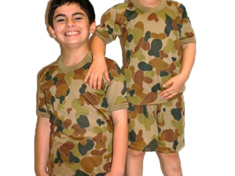 Kids Pyjamas – Auscam Short Sleeve (Sizes S–L)