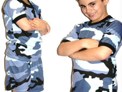 Kids Pyjamas – Skycam Camo Short Sleeve (Sizes S–L)