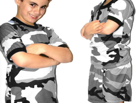 Kids Pyjamas – Urban Camo Short Sleeve (Sizes S–L)