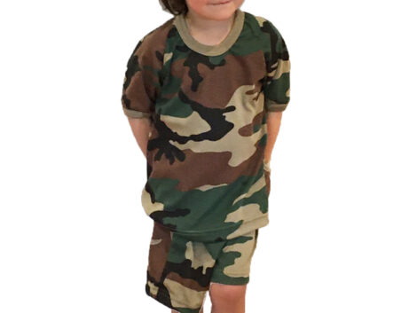 Kids Pyjamas – Woodland Camo Short Sleeve (Sizes S–L)