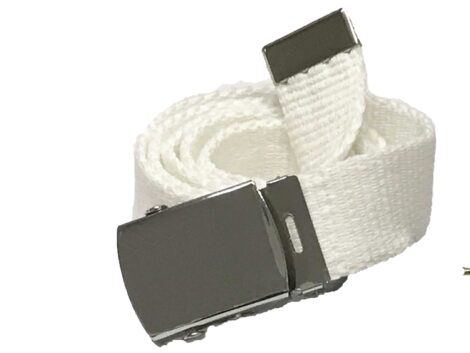 Australian made 32mm white non-slip webbing belt with chrome buckle